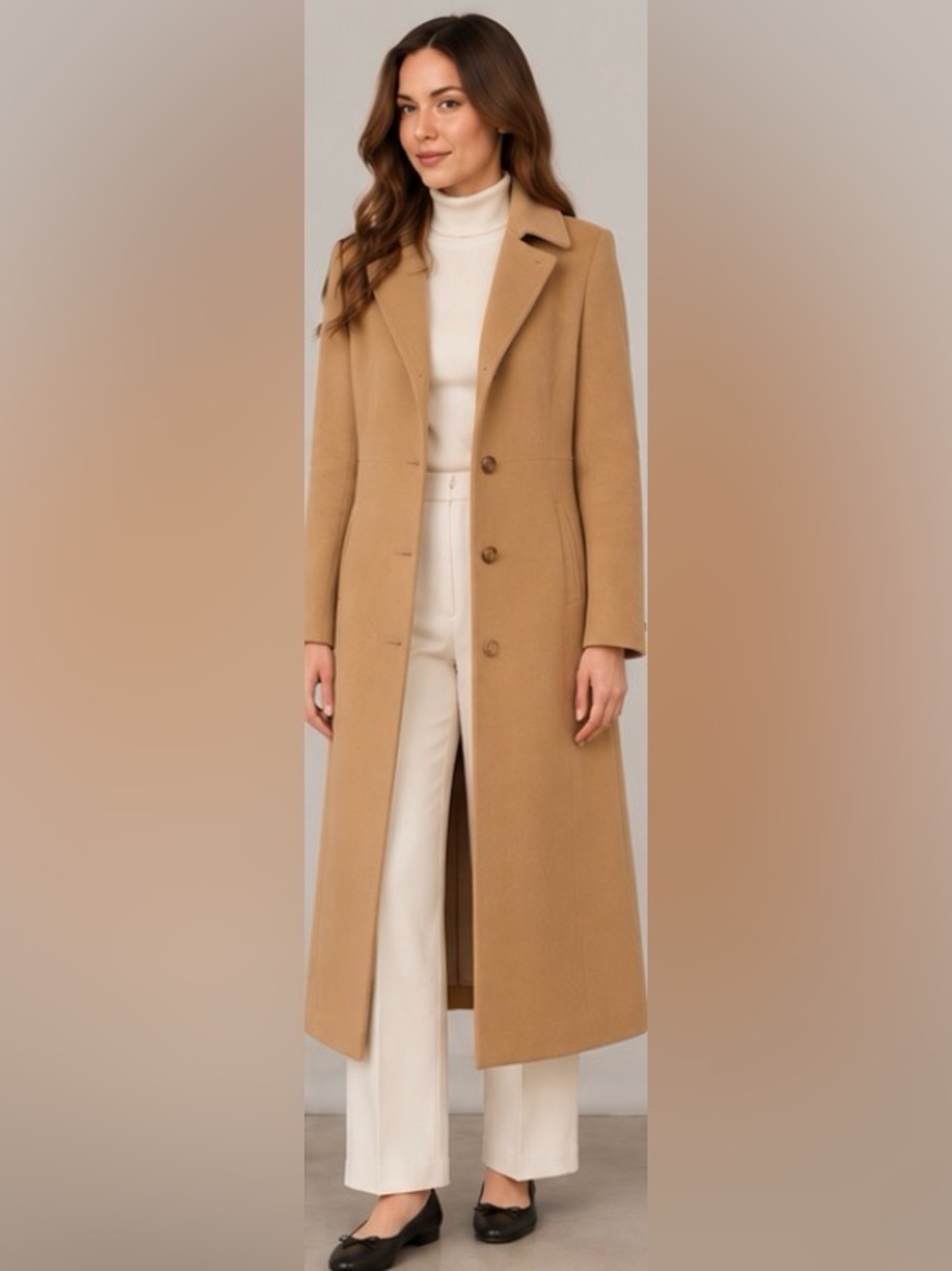 Vintage Harvé Benard 100% Wool Camel True Maxi Coat Size 8
